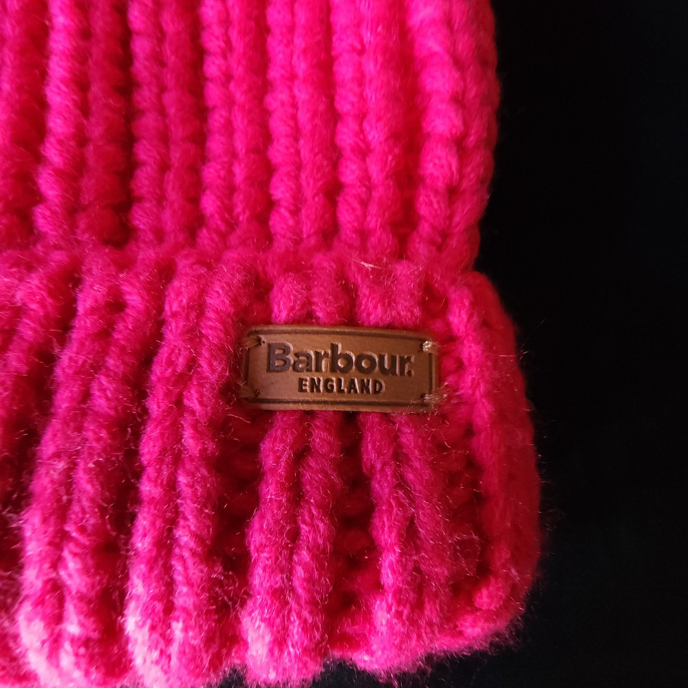 Barbour Pink Knit Hat with Pom Pom - Picture 2 of 4